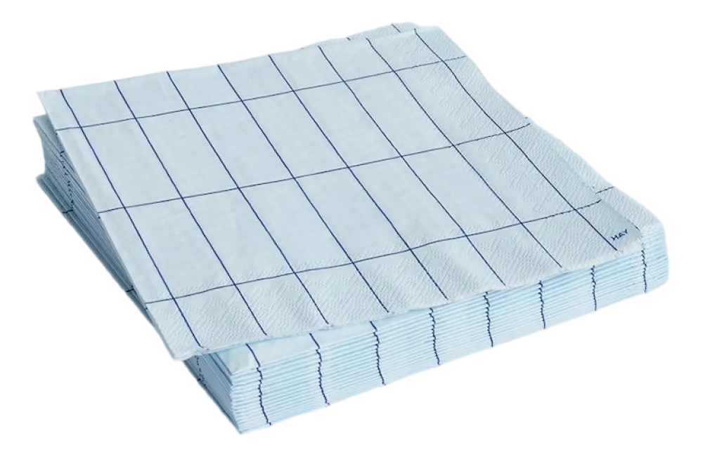 HAY Servet Pattern Napkins Dinner Light Blue And Blue Grid (Set van 20) New