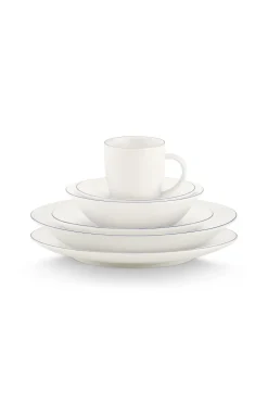 Servies vtwonen Set Of 36 Dinnerware White-Blue Line (36-delig)