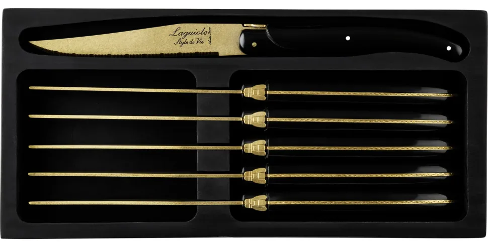 Steakmes Laguiole Style de Vie Prestige Line Gold Stonewash (6-Delig)