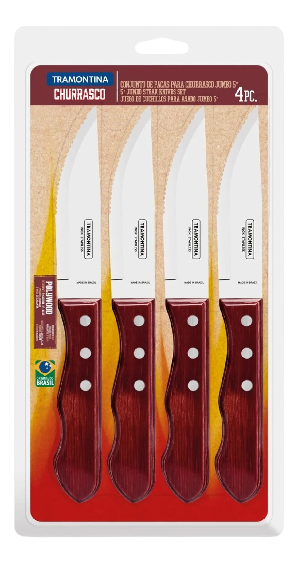 Steakmes Tramontina Jumbo Rood 11 cm (Set van 4)