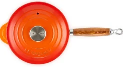 Steelpan/Sauspan Le Creuset Gietijzer met Deksel Oranjerood 18 cm