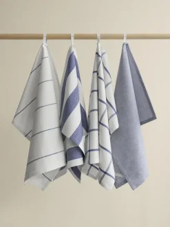 Theedoek Blomus Taulo Square White / Mazarine Blue 50 x 70 cm (Set van 2)