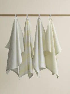 Blomus Theedoek Taulo Square White / Transparent Yellow 50 x 70 cm (Set van 2) Clearance