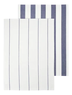 Theedoek Blomus Taulo Stripes White / Mazarine Blue 50 x 70 cm (Set van 2)