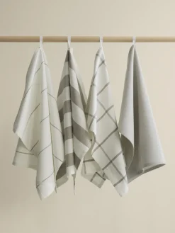 Blomus Theedoek Taulo Stripes White / Mourning Dove 50 x 70 cm (Set van 2)