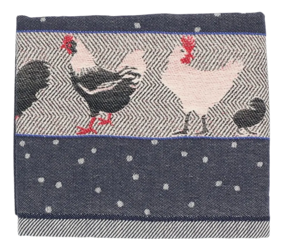 Theedoek Bunzlau Castle Chickens Donkerblauw