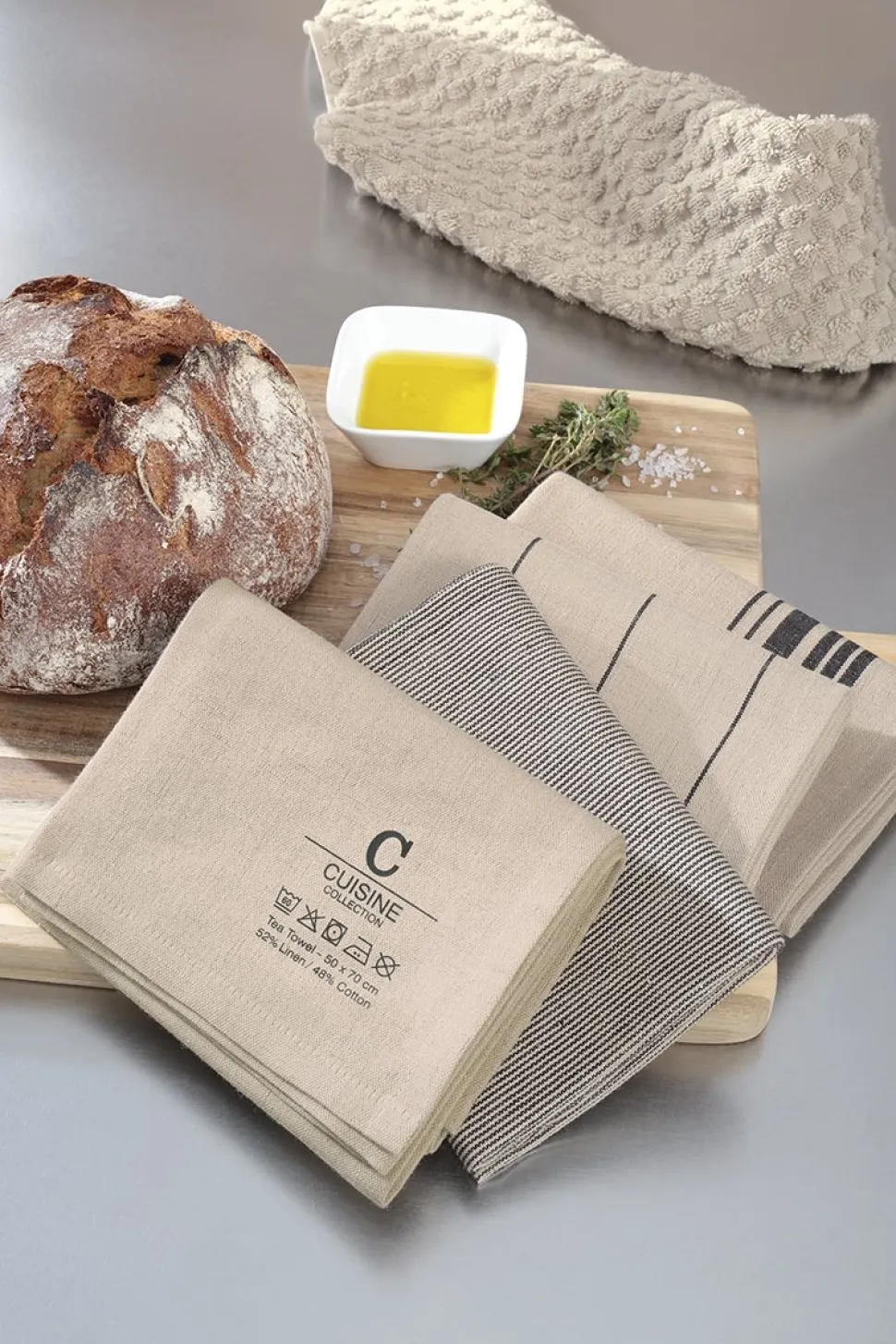 Theedoek Cawö Nature Accent Linen (Set van 4)
