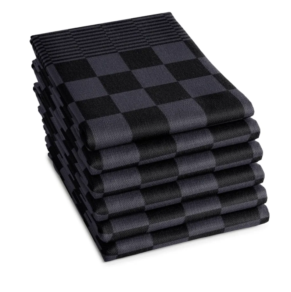 Theedoek DDDDD Barbeque Anthracite (set van 6)