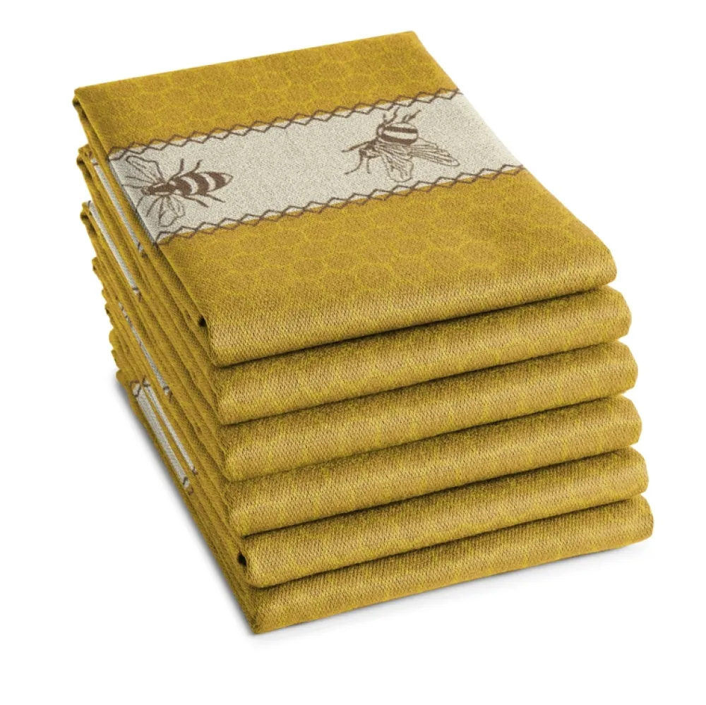 DDDDD Theedoek Bees Yellow (set van 6) Clearance
