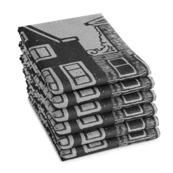 DDDDD Theedoek Canal Black 60 x 65 cm (6-Delig) New