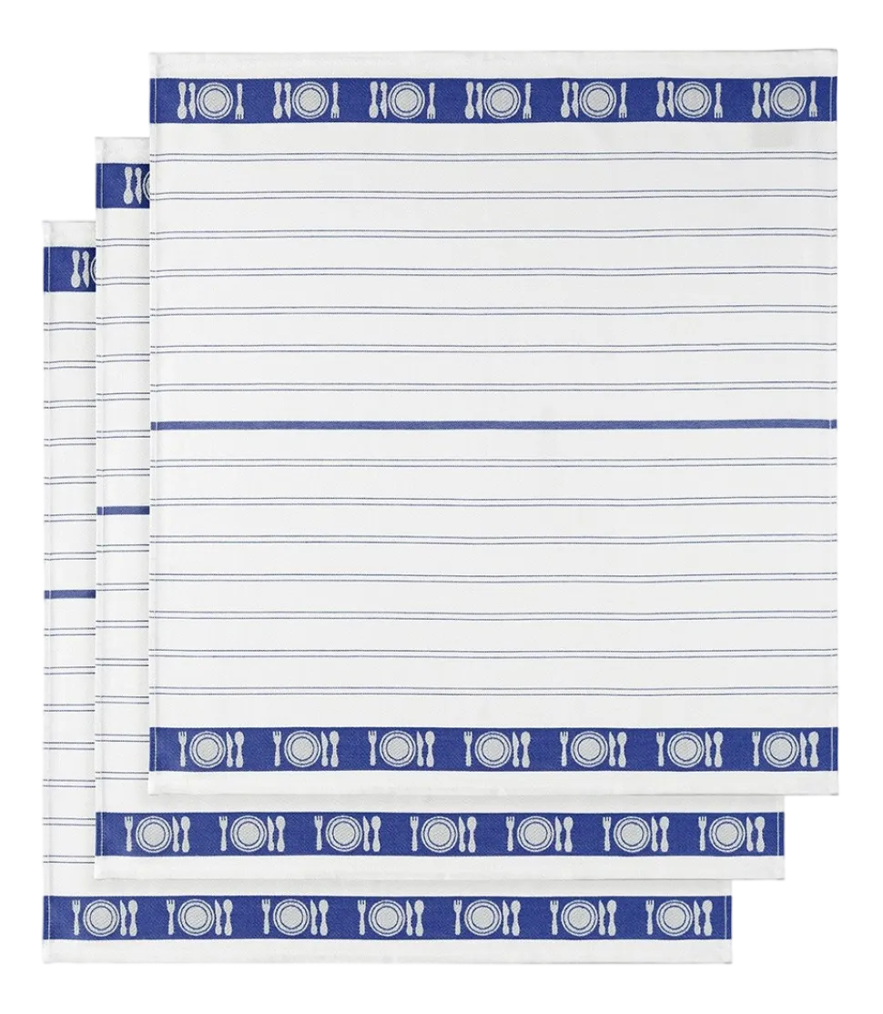 Theedoeken De Witte Lietaer BML White Blue (3 stuks)
