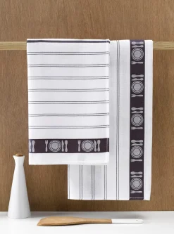 De Witte Lietaer Theedoeken BML White Black (3 stuks) Best