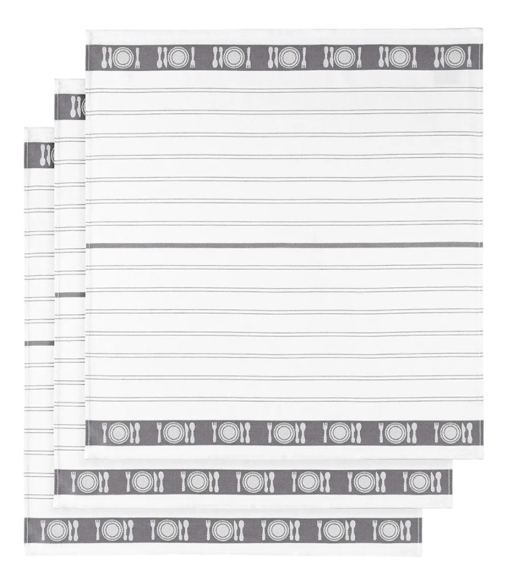 De Witte Lietaer Theedoeken BML White Grey (3 stuks) Best