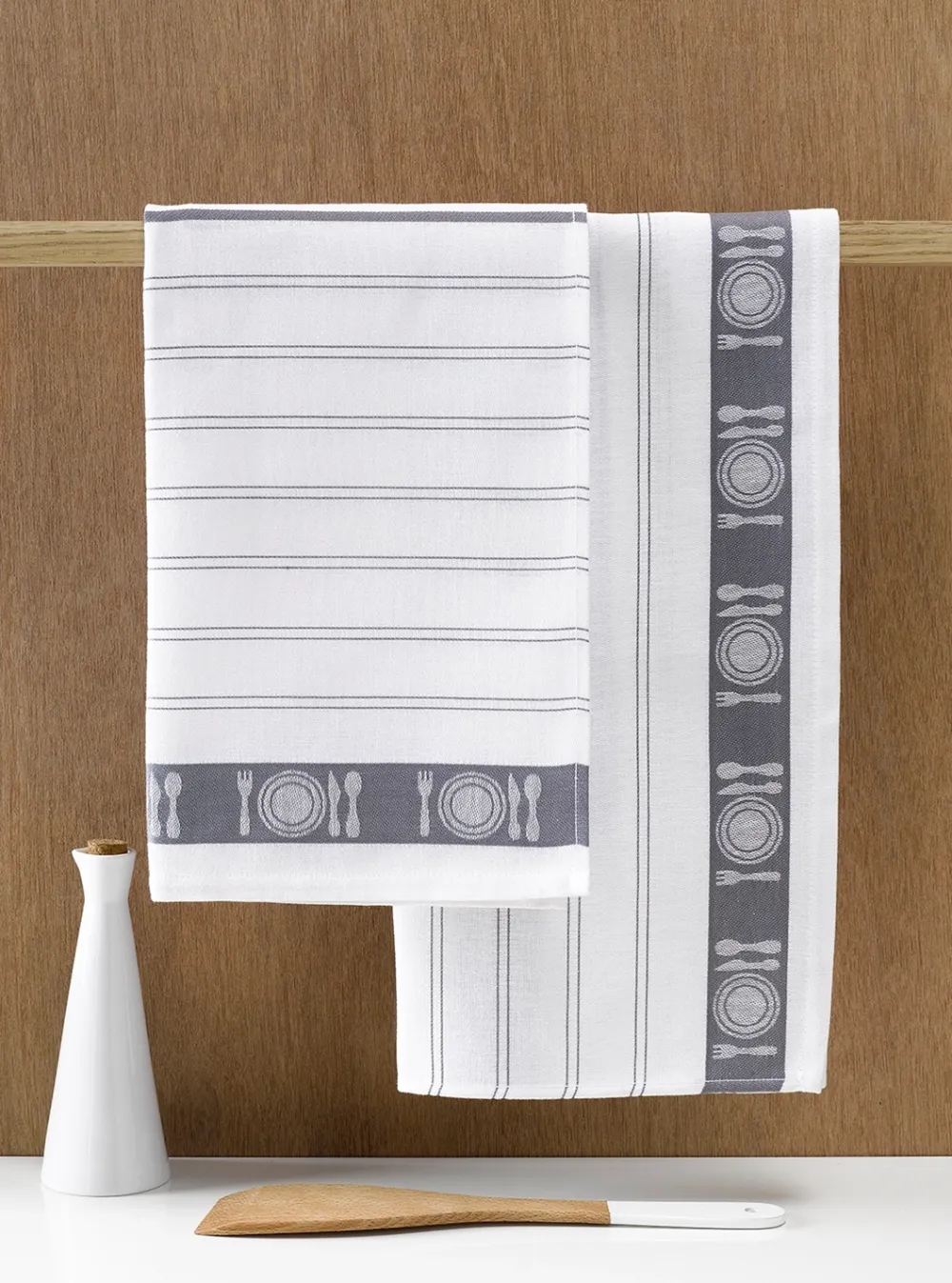 De Witte Lietaer Theedoeken BML White Grey (3 stuks) Best