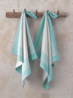 Theedoeken De Witte Lietaer Pied de Poule Aqua (2 stuks)