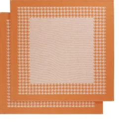 De Witte Lietaer Theedoeken Pied de Poule Orange (2 stuks) Outlet