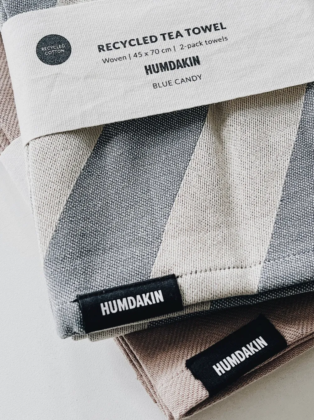 Humdakin Theedoek Recycled Cotton Blue Candy (Set van 2)