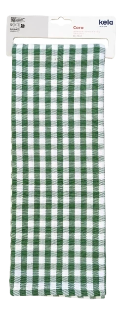 Theedoek Kela Cora Geblokt Groen - 50 x 70 cm