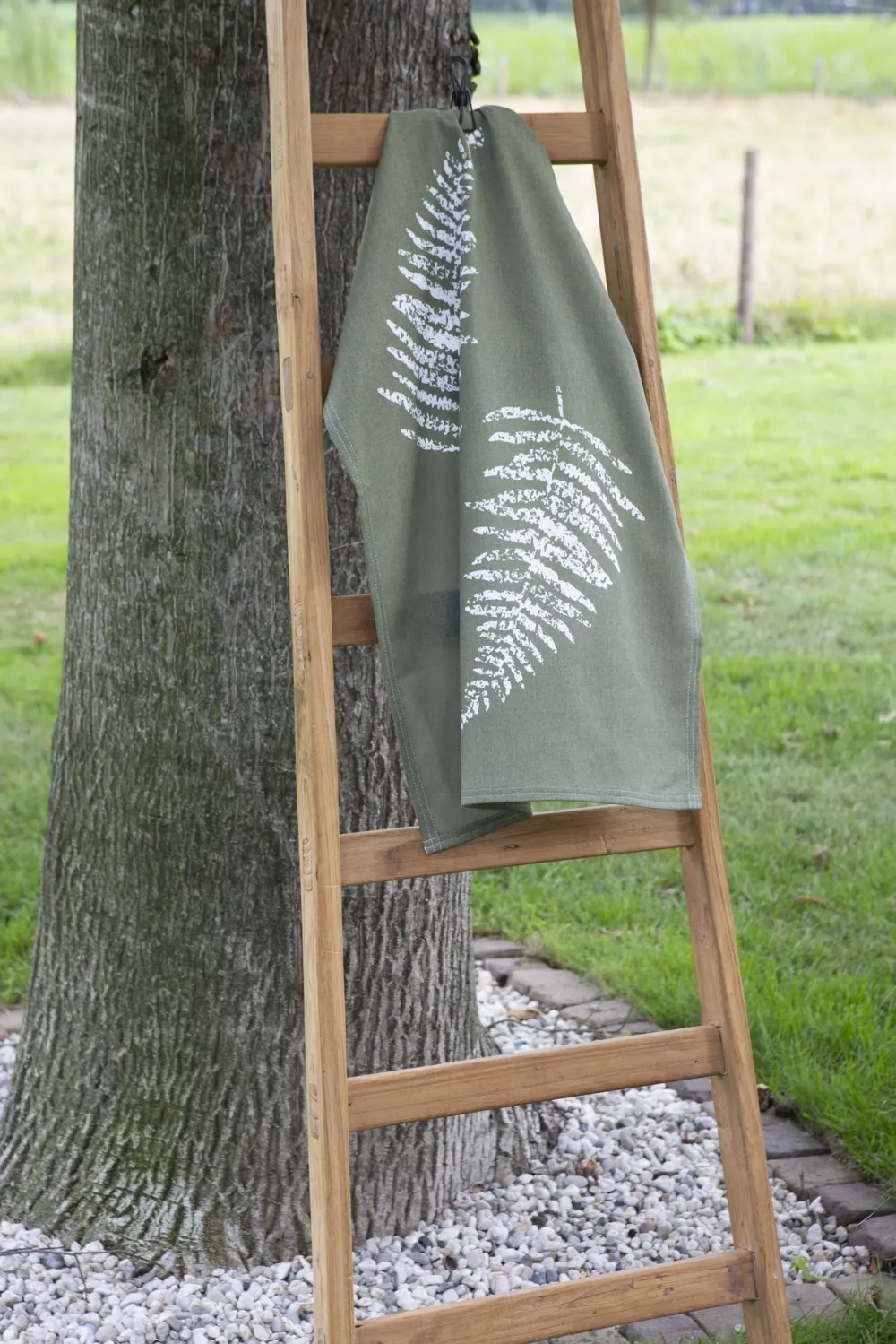 Walra Theedoek Dry with Leaves Legergroen (50 x 70 cm) Outlet