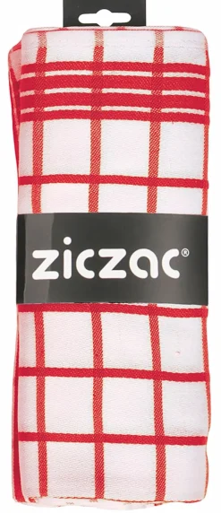 Theedoek ZicZac Katoen Rood (set van 3)