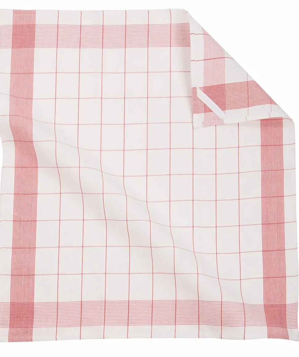 Theedoek ZicZac Linnen Rood (set van 2)