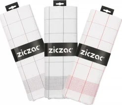 Theedoek ZicZac Linnen Rood (set van 2)