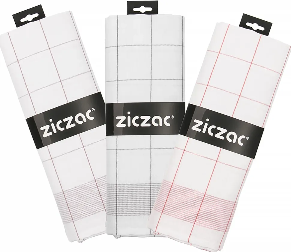 Theedoek ZicZac Linnen Rood (set van 2)