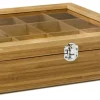Theedoos Bredemeijer Bamboo 12-Vaks Venster Bruin