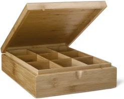 Bredemeijer Theedoos Bamboo 9-Vaks Gesloten Bruin Clearance