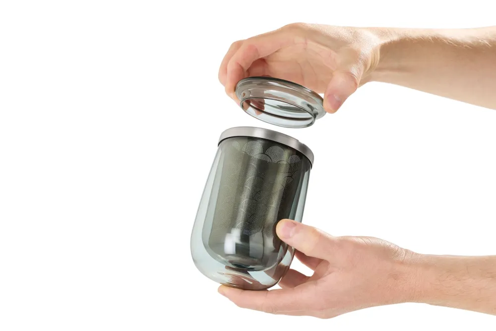 AdHoc Theeglas met Filter Fusion Grijs 400 ml (2-delig) Outlet