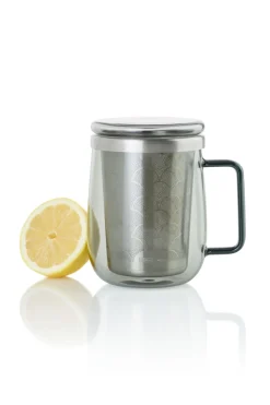 AdHoc Theeglas met filter Yuna 560 ml, Glas, Grijs Outlet