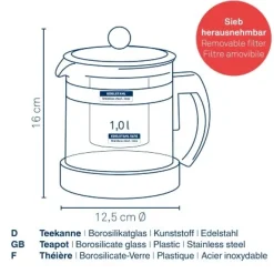 Theepot Kela Auron Zwart 1L