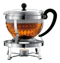 Bodum Theepot Set Chambord Met Kunststof Filter en Rechaud Zilver 1,3 L (3-Delig) Discount