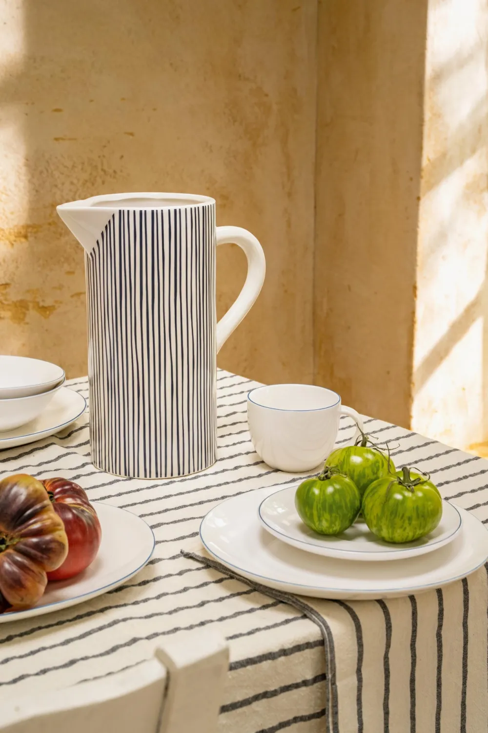 VT Wonen Theeset vtwonen Tea Cup And Saucer White-Blue Line 250ml (Set van 6) Best