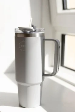 Thermosbeker AYA&IDA Thermocup with straw Light Grey 885 ml