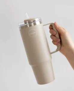 AYA&IDA Thermosbeker Thermocup with straw Cream Beige 885 ml Online