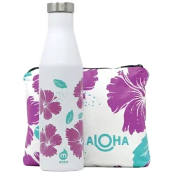 Thermosfles Mizu S6 White Hibiscus Aloha Pouch