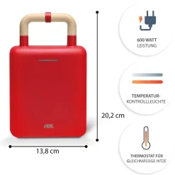 Tosti- en wafelijzer ADE 2-in-1 Rood
