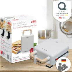 ADE Tosti- en wafelijzer 2-in-1 Wit 23
