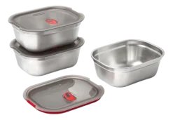 Vershoudbakje Black+Blum Meal Prep Medium Grijs (Set van 3)