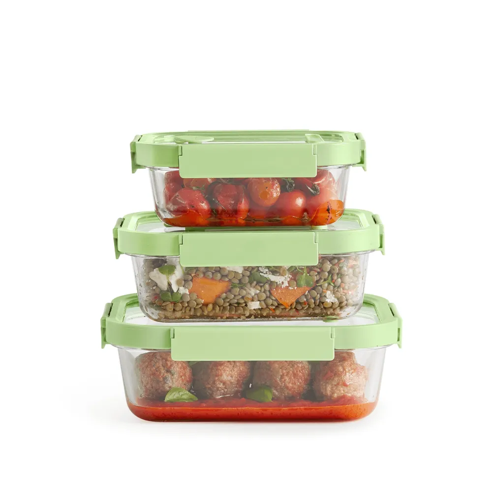 Lekue Vershoudbakje Lékué doos Glas set van 3 Green Sale