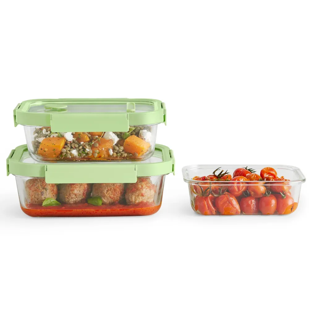 Lekue Vershoudbakje Lékué doos Glas set van 3 Green Sale