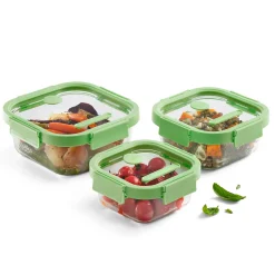 Vershoudbakje Lékué doos Glas Vierkant set van 3 Green