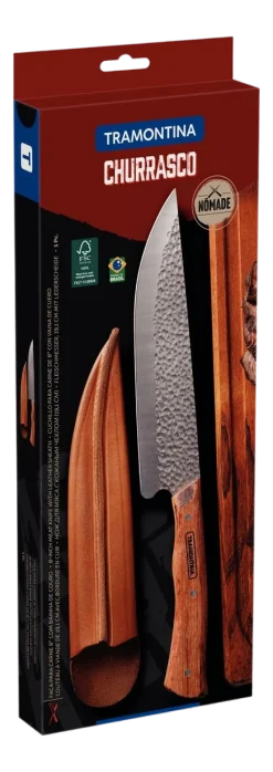 Vleesmes Tramontina Nomade Bruin met Lederen Houder 20 cm