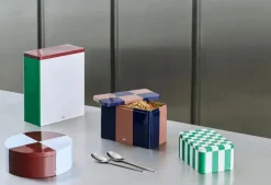 Voorraadbus HAY Tin Container Small Red And Off-White