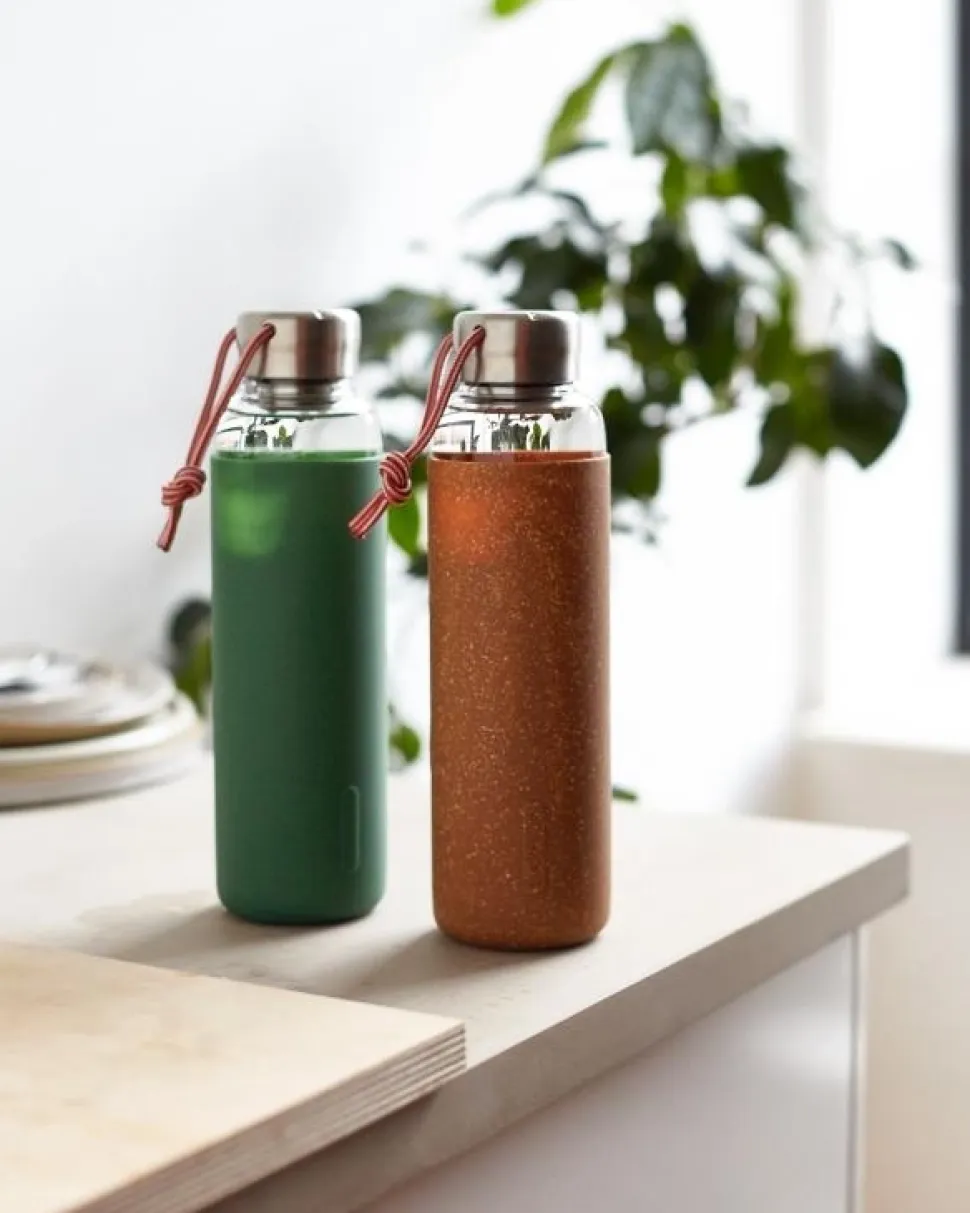 Waterfles Black+Blum Glass Water Bottle Groen 600 ml