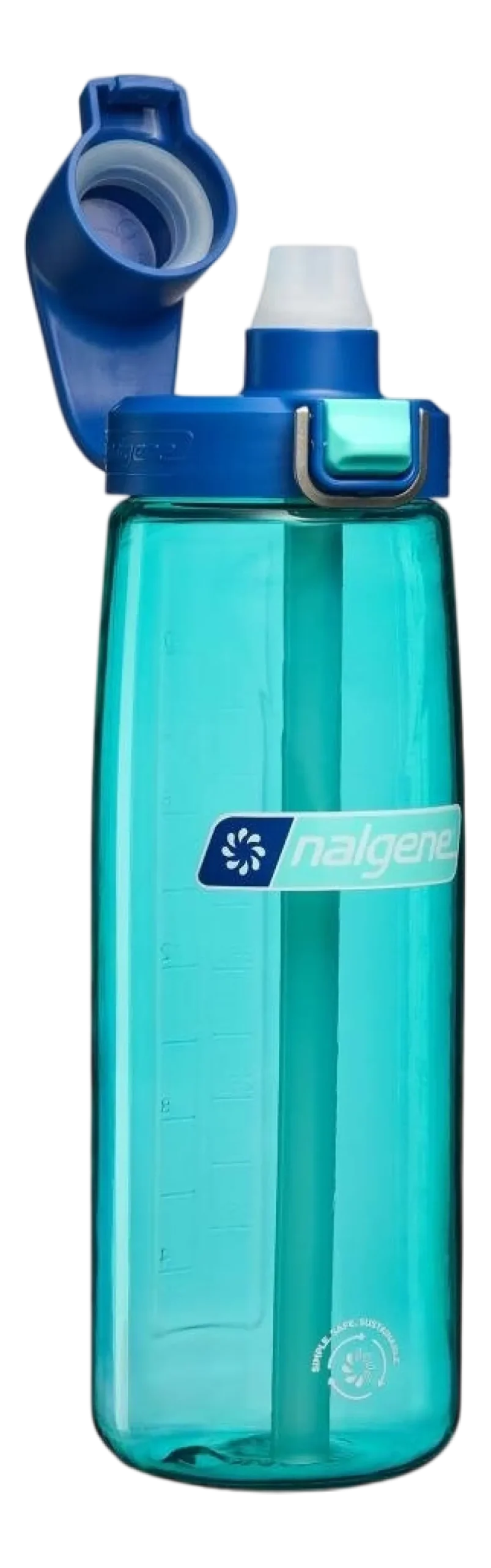 Waterfles Nalgene Straw Bottle Blue Aqua/Dark Blue Cap 650 ml