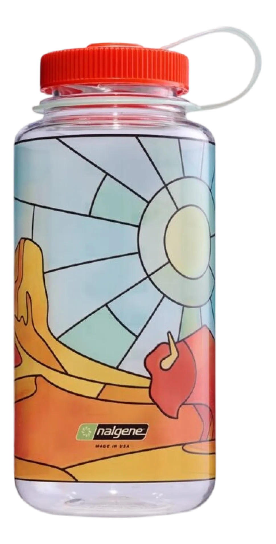 Waterfles Nalgene Wide Mouth 1000ml Clear Stained Glass Desert