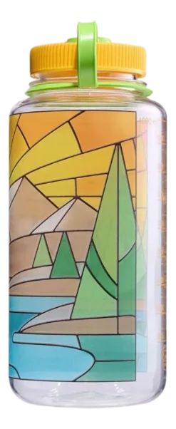 Waterfles Nalgene Wide Mouth 1000ml Clear Stained Glass River