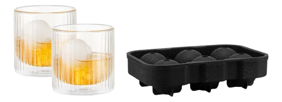 Whiskyset Bodum Douro Bar Met IJsbalvorm en Whiskeyglazen Zwart 300 ml (3-Delig)